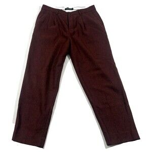 Scotch & Soda Pants Mens Maroon Wool Blend Dress Trousers Loose Taper Fit Sz 30